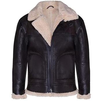 Infinity Leather Men’s B3 Sheepskin Shearling Aviator – Gloucester Dark Brown, Size 2XL