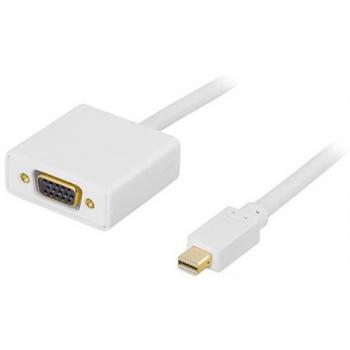 DELTACO Mini DisplayPort till VGA Kabel, 1m, Vit