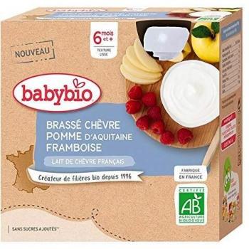 Babybio Gourdes Bio Brassé Chèvre Pomme Framboise 4x85g