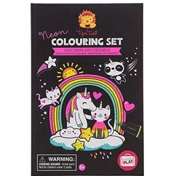 Tiger Tribe Neon Unicorns & Friends Colouring Set