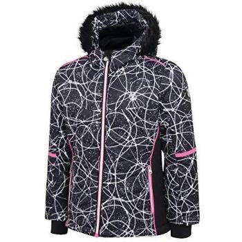 Dare 2b Winterjacke Mädchen mit Kunstfell-Helm, Schneefang, Schwarz Energie