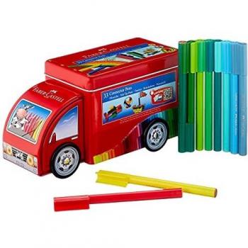 Caja metálica autobús con 33 rotuladores Faber-Castell
