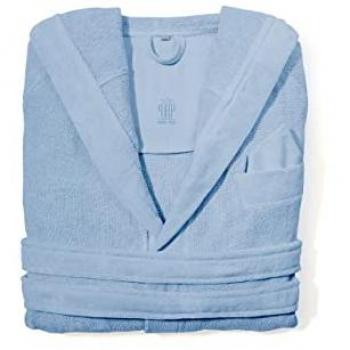 Accappatoio Joy Tinta Unita Mediterraneo L‑XL – spugna con cappuccio e tasche