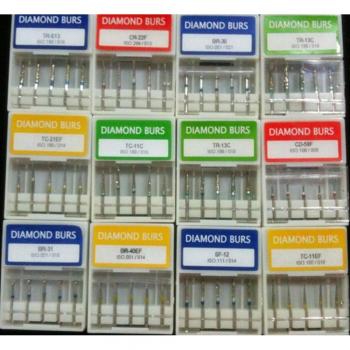100 pcs Dental Diamond Burs for High Speed Handpiece 1.6mm Medium FG
