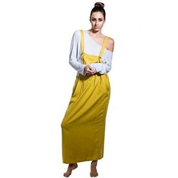 Pinafore Paradise: Mustard Maxi Dress with T‑Shirt