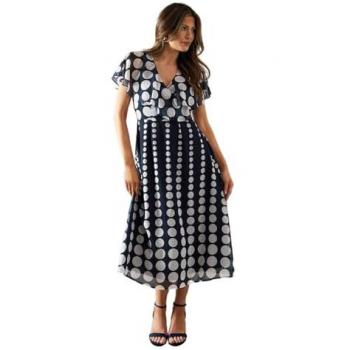 Navy Women's Spot Border Midi Dress