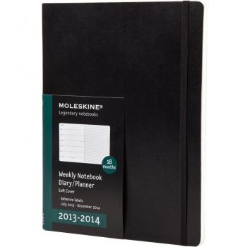 Moleskine Wochen-Notizkalender 18 Monate 2013-2014 / / XLarge / Weicher Einband / Schwarz: Wochenkalender + Notizbuch. Mit engl. Kalendarium: je ... m. Zeitplaner