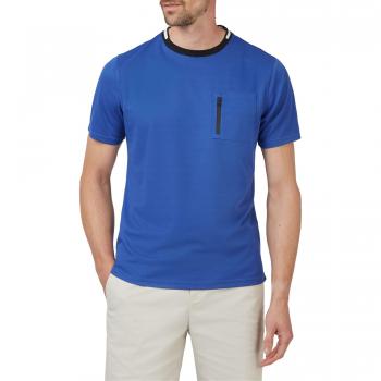 Jeff Banks Jacquard Multi Texture Stripe T-Shirt Size Medium Bright Blue