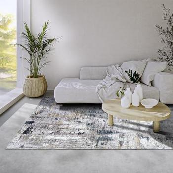 Shortpile Navy Modern Abstract Runner Rug – Size 160x230cm
