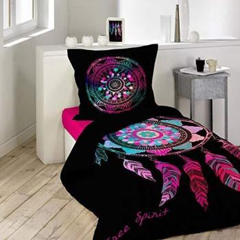 Ensemble de couverture en coton avec motif de porte-bonheur pour une personne