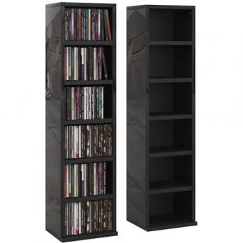 Adjustable High Gloss Black CD Media Display Shelf Unit Set of 2