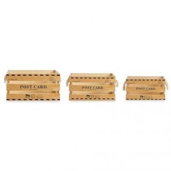 Juego de cajas decorativas post card madera (3 piezas)