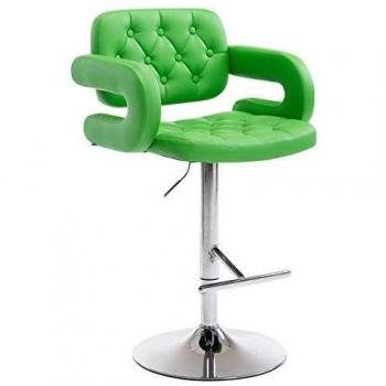 Thekenhocker CLP Design DUBLIN – Drehsitz mit Armlehne, Kunstleder in Grün, verstellbar, chromiertes Metallgestell