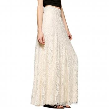 Plus Size Solid Lace Maxi Skirt