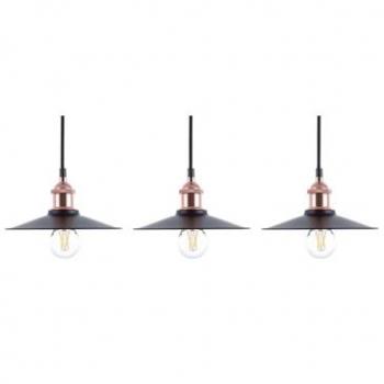 3× Suspension Ambiance Noire et Cuivrée