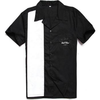 Chemise Hommes Noir Retro ST126 Coton Grand Taille Bowling