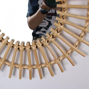 Miroir Murale en Rotin pour Salle de Bain