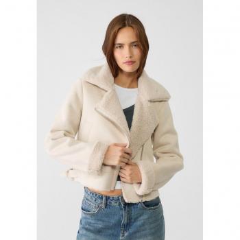 Faux Fur Shearling Lined Biker Jacket