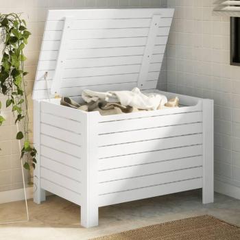 White Storage Box with Lid RANA 80x49x54 cm Solid Wood Pine
