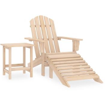 Conjunto Adirondack para Jardim com Mesa e Otomano de Madeira