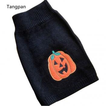 Vêtement col roulé chien laine mélangé Halloween citrouille