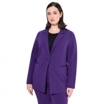 Ulla Popken Blazer für Damen, lila, Größe 54/56, Baumwolle/Polyester