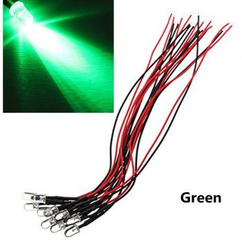 10pcs 5mm Pre-Wired Colorful LEDs (Red, Yellow, Blue, Green, White) 5V/12V DC