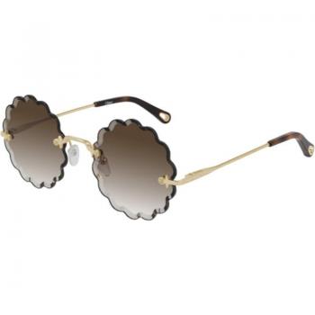 Occhiali da sole Chloé Mujer CH0047S 004 Oro marrone rotondi in metallo con effetto ombreggiato