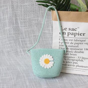 Cute Kids Straw Coin Shoulder Tote