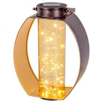Näve LED Solarleuchte, LED-Leuchtmittel fest verbaut, Warmweiß, Außenleuchte Solarlaterne Gartenlampe LED Gold Glas Metall