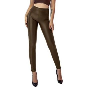 SOGNO D'ORO Damen Leder-Leggings mit Hüftschlitz – High Waist Design