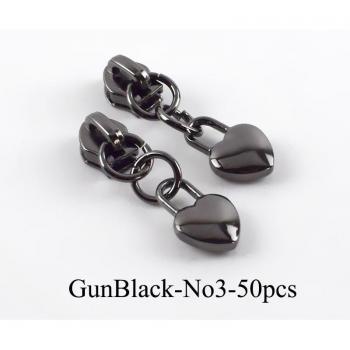 Metal Zipper Sliders with Heart Pendant for Nylon Zippers (10/50pcs)