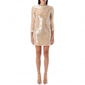 Abito Self‑Portrait Mini Beige Paillettato Taglia 10