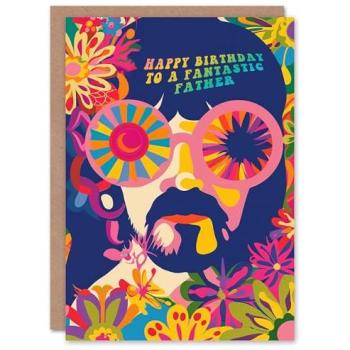 Artery8 Retro Hippie Father Card – Happy Birthday 1960's Style