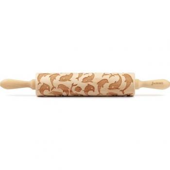 Folkroll Teigrolle mit Delfin‑Motiv – handgemacht aus Buchenholz