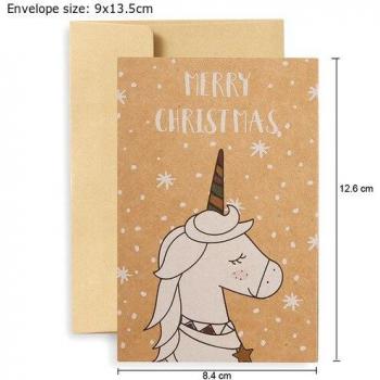 Cartes de Noël amusantes avec animaux : Licorne, Flamant et Renne