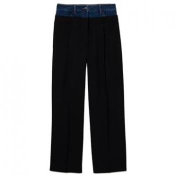 Sisley Schwarze Wide Leg Hose mit Jeans-Boxer, Damen, Größe 46