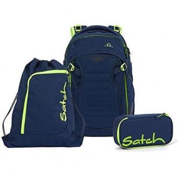 SATCH MATCH TOXIC YELLOW Lernrucksack-Set (3 Teile) – wasserabweisend