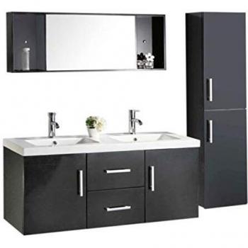Malibu 120 cm Dual‑Sink Column Bathroom Cabinet – Black Edition