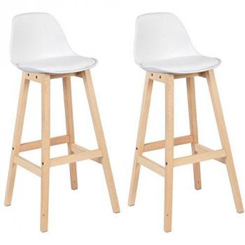 Woltu Design-Stuhl Set – 2 Barhocker für Küche & Bar, weiß, moderne Form