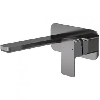 Nuie WIN728: Windon Dual-Outlet Basin Mixer, Brushed Pewter, Metal Mount