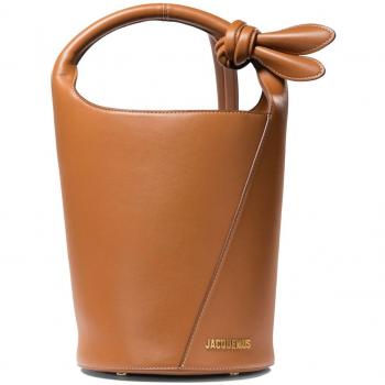 Jacquemus Le Petit Tourni Leather Bucket Bag in Brown, Size UNI