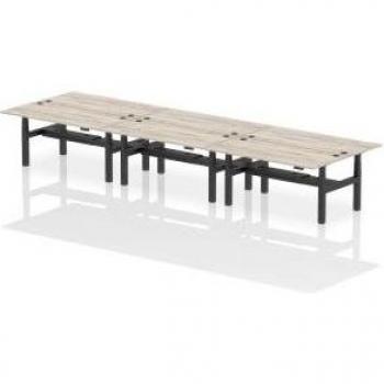Air Back-to-Back Height Adjustable 6 Person Bench Desk