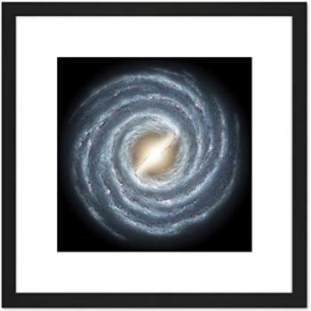 Orbiting Oak: Black‑Frame Milky Way Spiral Print