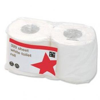 Premium 5 Star 2-Ply Toilet Paper, 32 Packs Total, White Color