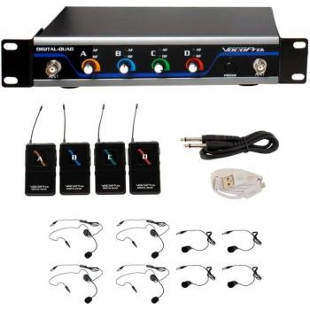 VocoPro 4 Channel Wireless Headset System with USB Interface and Lavalier Mics