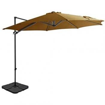 Sombrilla Exterior con Base Portátil Gris Topo