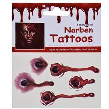 Alsino Halloween 3D Zombie Tattoo Aufkleber – Kratzer, Narben, Blut, Wasserfest