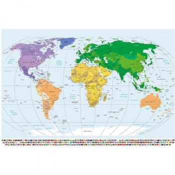 150x100cm Non-woven Map with National Flags for Research
