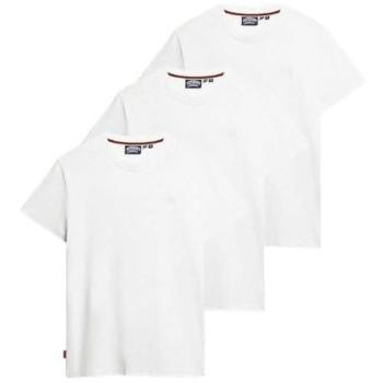 T-shirt Superdry Homme Pack de 3 Logo Essentiel Brodé Blanc Taille M